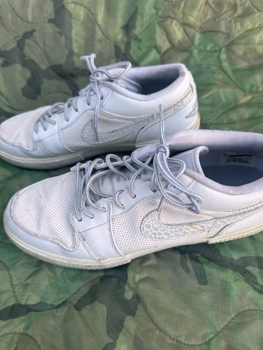 Air Jordan Retro V.1 White Leather Sneakers - Mens 11.5